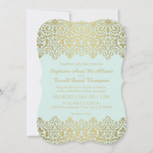Formal Wedding Invites Vintage Golden Lace Elegant