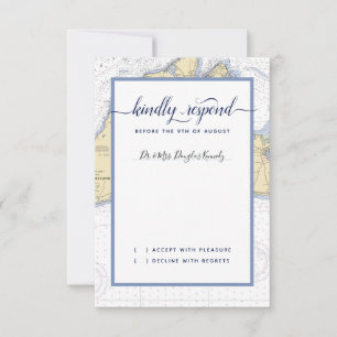 Formal Wedding Martha's Vineyard With Guest Name RSVP Card