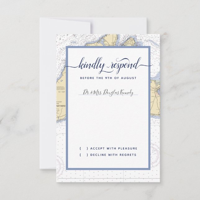 Formal Wedding Martha's Vineyard With Guest Name RSVP Card (Front)