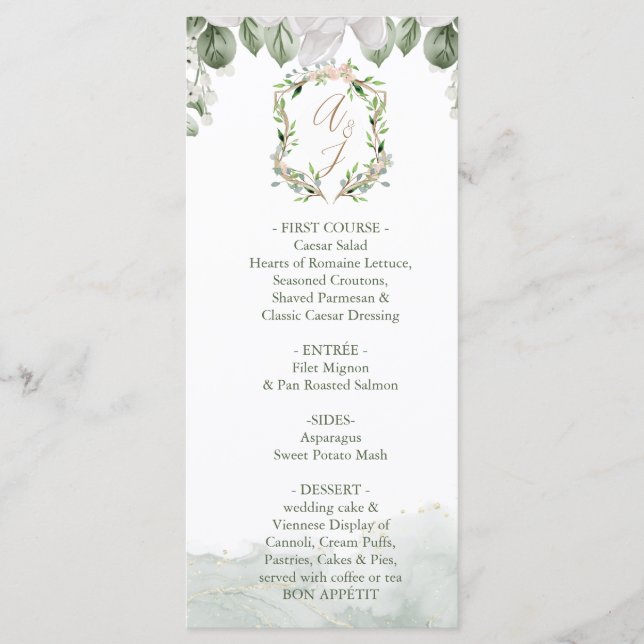 Formal Wedding Menu with Thank you Card included (Front)