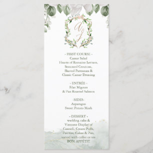 Formal Wedding Menu with Thank you Card included