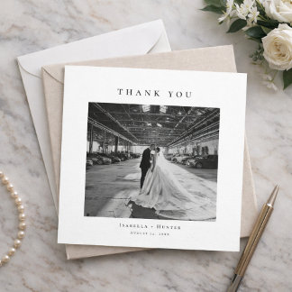 Formal Wedding Photo Thank You Card With Note
