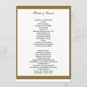 Formal Wedding Program White and Gold