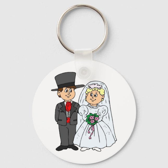 Formal Wedding Style Tophats Key Ring (Front)