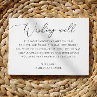 Formal Wedding Wishing Well | Black & White Script Enclosure Card
