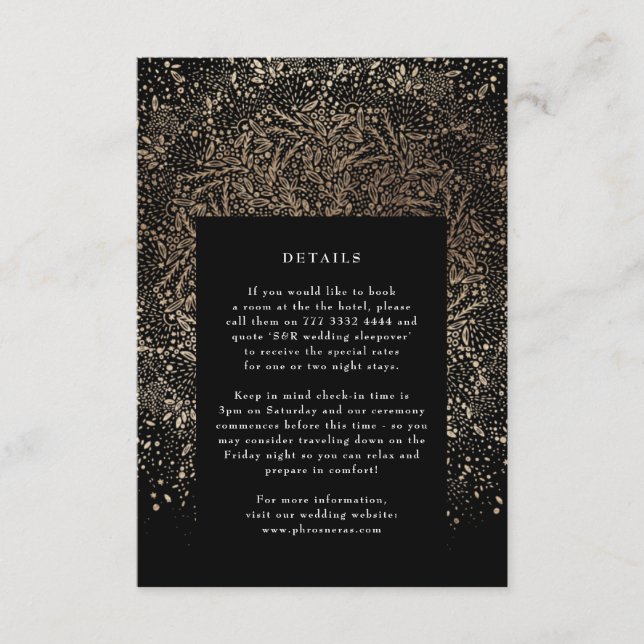 Formal Whimsical Hand Drawn Black and Gold Mandala Enclosure Card (Front)