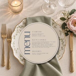 Formal Whimsy Round Welcome Wedding Dinner Menu