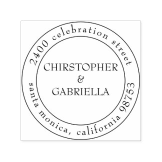 Formal White and Black Simple Wedding Self-inking Stamp