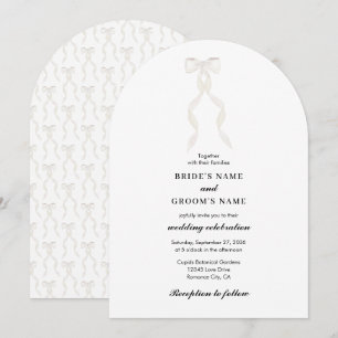 Formal White Bow Ribbon Elegant Wedding Arch Invitation