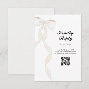 Formal White Bow Ribbon Elegant Wedding Enclosure Card