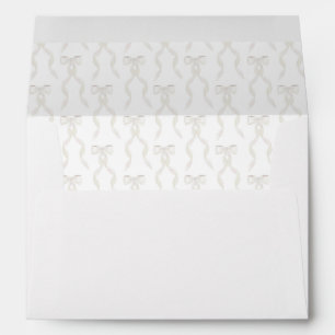 Formal White Bow Ribbon Elegant Wedding Envelope