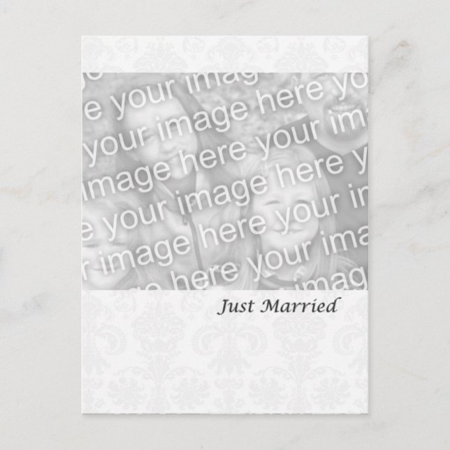 Formal White Just Married Announcement Postcard (Front)
