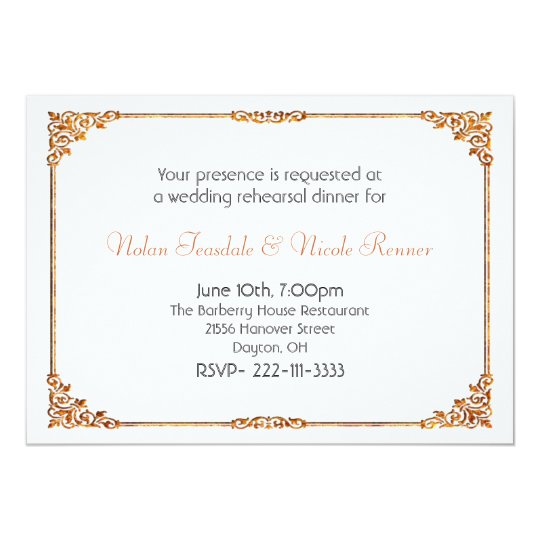 Formal White Wedding Rehearsal Dinner Invitation