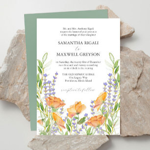 Formal Wildflower Wedding Theme Watercolor Invitation