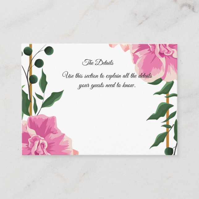 Formal Wording Pink and Green Floral Enclosure Card (Front)