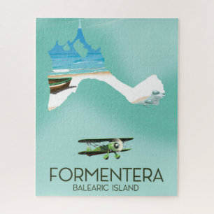 Formentera Balearic island Map Travel poster Jigsaw Puzzle