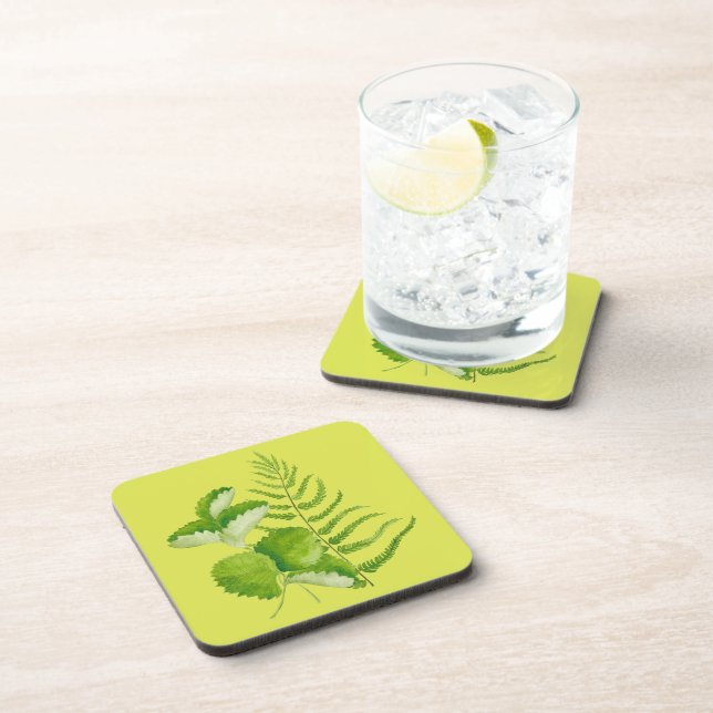Forms in Green on a Coaster Set (Right Side)