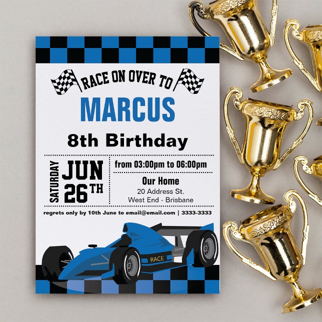 Formula 1 Birthday Party Invitation (Race on over with our awesome formula one invitation.)