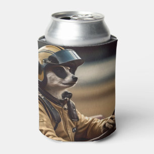 Formula Fun: Professional Meerkat Race Car Driver Can Cooler