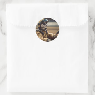 Formula Fun: Professional Meerkat Race Car Driver Classic Round Sticker
