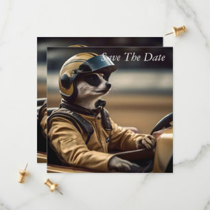 Formula Fun: Professional Meerkat Race Car Driver Save The Date