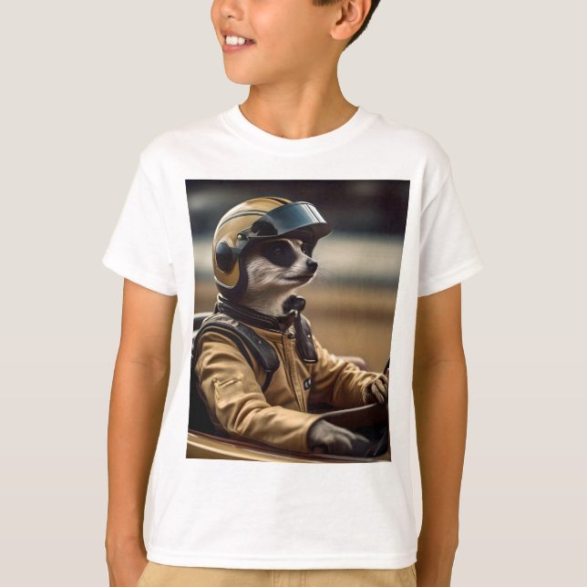 Formula Fun: Professional Meerkat Race Car Driver T-Shirt (Front)
