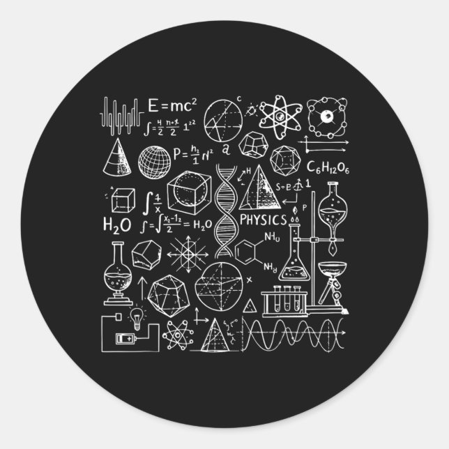 Formula Geometry Physics Math Chemistry Biology Classic Round Sticker (Front)