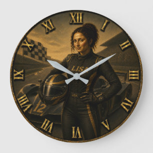 Formula Race Driver Funny Mona Lisa Racing Gift Large Clock