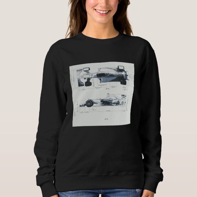 Formula Racing Car Blueprint Mechanical Engineerin Sweatshirt (Front)