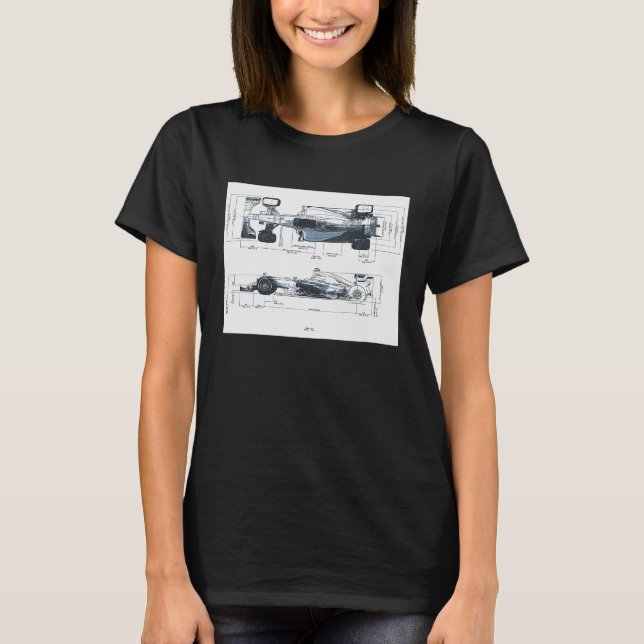Formula Racing Car Blueprint Mechanical Engineerin T-Shirt (Front)