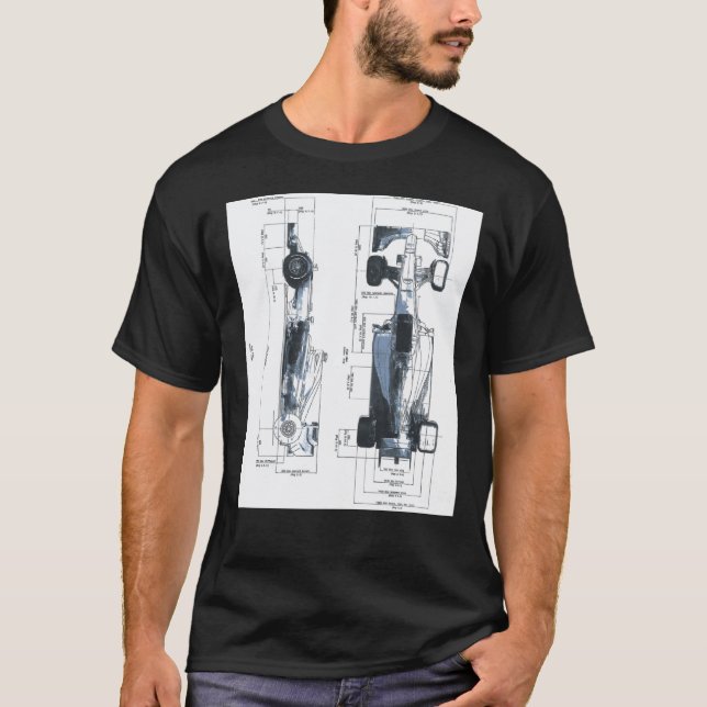 Formula Racing Car Blueprint Mechanical Engineerin T-Shirt (Front)