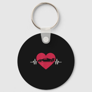 Formula Racing Race Car Heartbeat Heart Valentine Key Ring