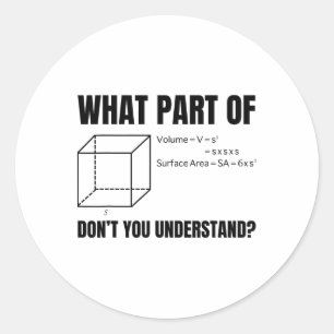 Formula Volume Of A Cube! Funny Math Classic Round Sticker