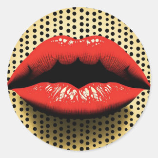 Fornasetti Style Lips Classic Round Sticker