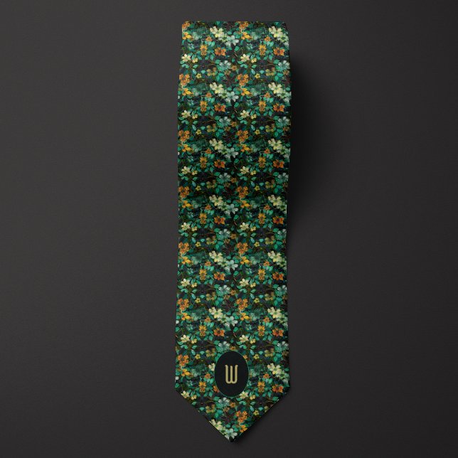 Forrest Green and Gold Floral Tapestry Tie (Creator Uploaded)