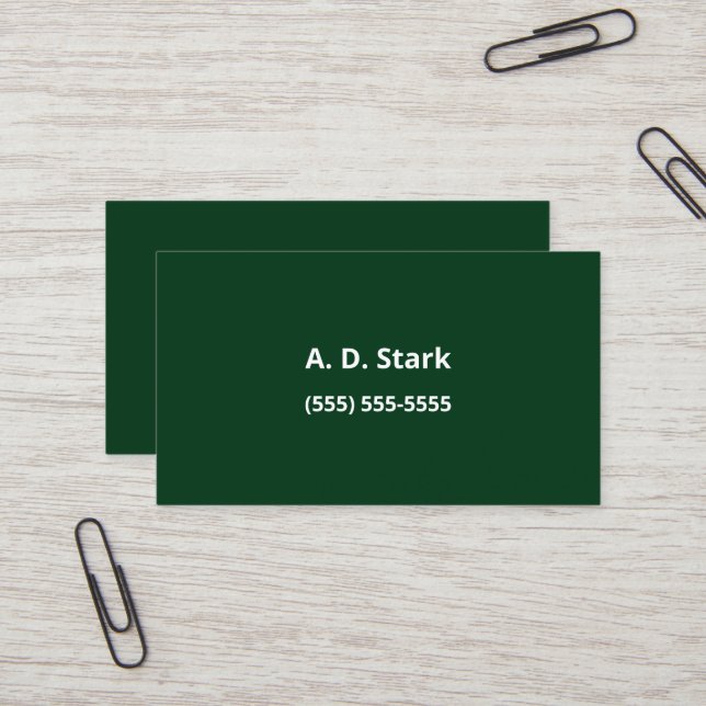 Forrest Green Minimalist Business Cards (Front/Back In Situ)