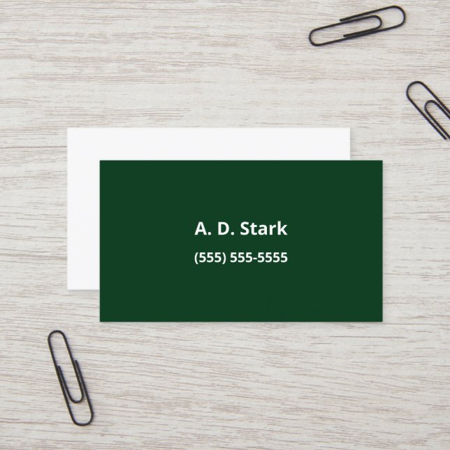 Forrest Green Minimalist Business Cards (Front/Back In Situ)