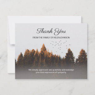 Forrest With Birds Funeral Thank You Note Card