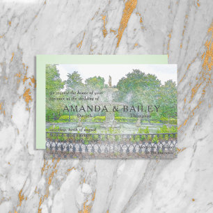 Forsyth Fountain Watercolor Savannah GA Invitation