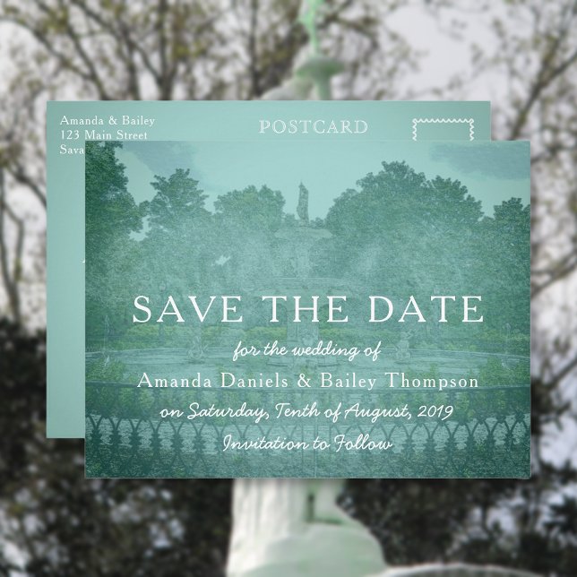 Forsyth Park Fountain Savannah GA Save the Date Announcement Postcard (Creator Uploaded)