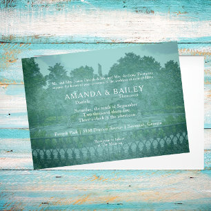Forsyth Park Fountain Savannah GA Wedding Invitation