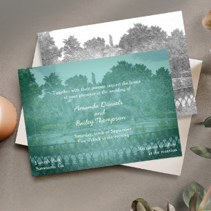 Forsyth Park Fountain Savannah GA Wedding Invitation