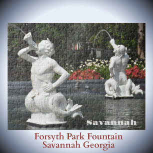 Forsyth Park Fountain Savannah Georgia Photography Jigsaw Puzzle