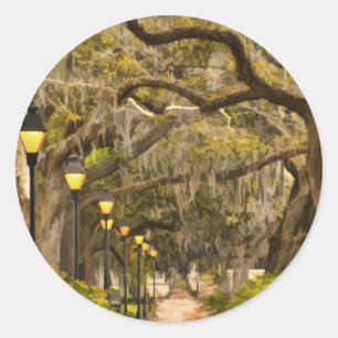 Forsyth Park - Photo, Savannah, Georgia (GA) USA Classic Round Sticker