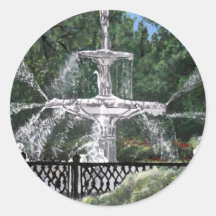 Forsyth Park Water Fountain Savannah Georgia GA Classic Round Sticker
