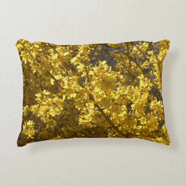 Forsythia "Less gloom, more bloom", inspirational Decorative Cushion (Front)