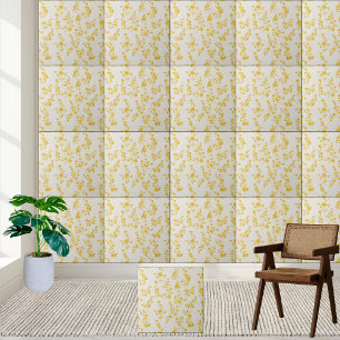 Forsythia Sunshine Floral Pattern Ceramic Tile