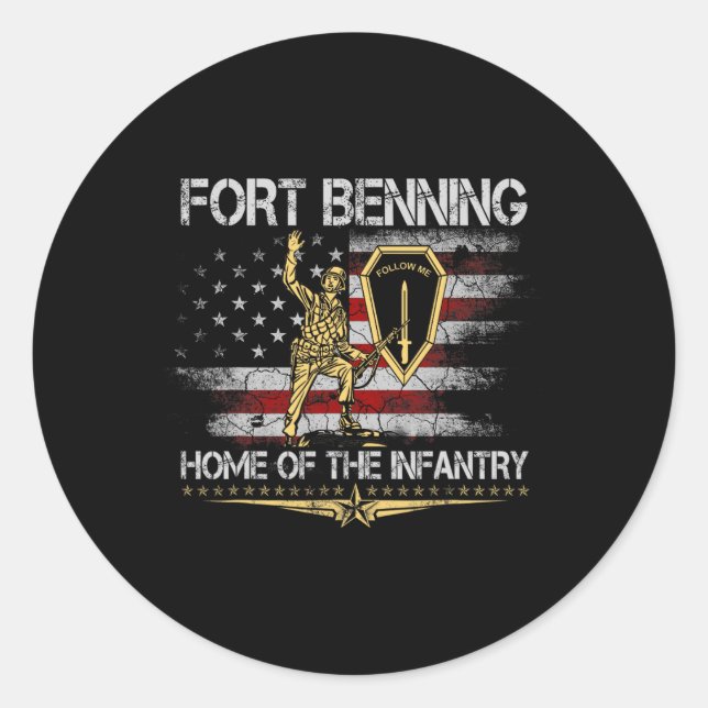 Fort Benning Home Of The Infantry School Veteran P Classic Round Sticker (Front)