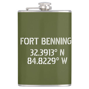 Fort Benning Latitude Longitude Hip Flask