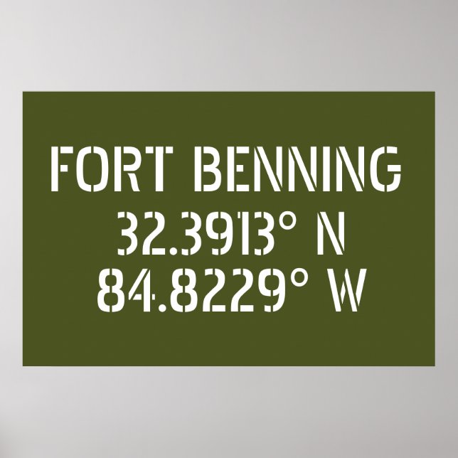 Fort Benning Latitude Longitude   Poster (Front)